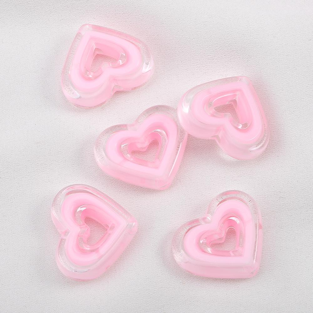 Transparent Multi Color Heart Shape Beads Bracelet Spacer Acrylic Hollow Love Charms Necklace Bracelet DIY Jewelry Accessories