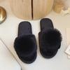 Fluffy slippers fluffy ball one-word mop large size indoor plush flat floor mop open-toed cotton mop