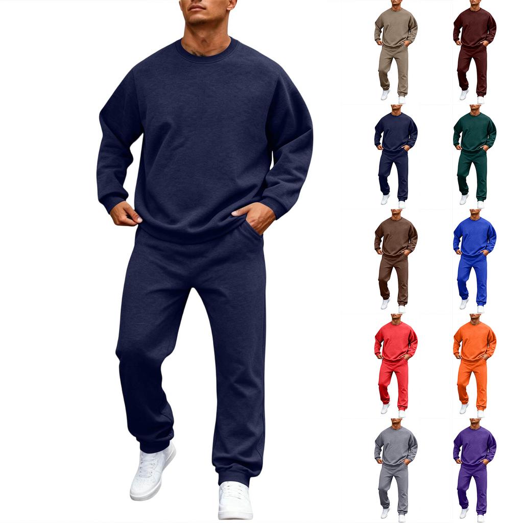 Men's Color Sweatshirt Set - Casual Tracksuit 2 Piece Outfit for Spring Fall