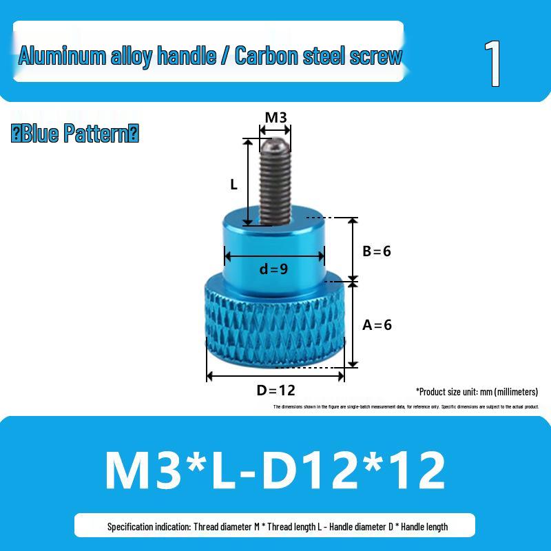 M3M4 Aluminum Alloy Hand-Tightening Flat Head Knurled Adjustment Screw Bolt