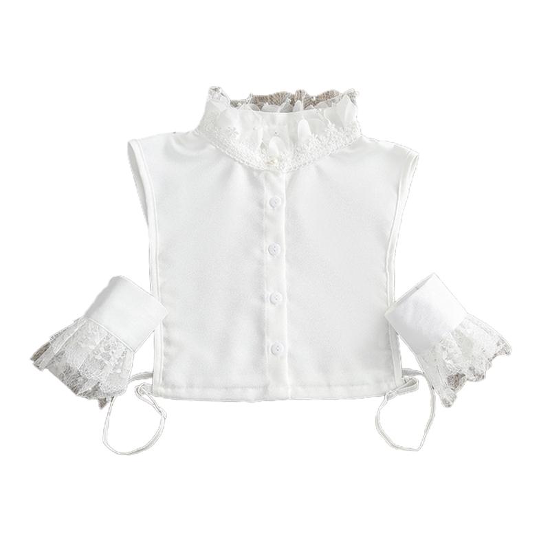 

Женский комплект из 2 предметов с большим воротником-стойкой и накладным рукавом, комплект из ажурного кружева, съемная полурубашка с роговыми манжетами, дропшиппинг