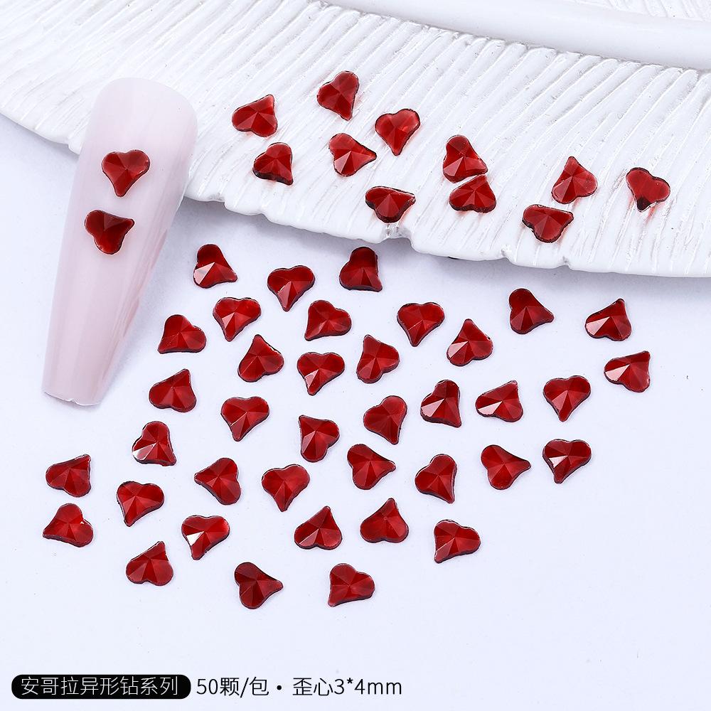 Angora Czerwony Mini Mały Płaskodenne Specjalny Kształt Diament Angora Czerwony Nowy Rok Boże Narodzenie K9 Nail Art Diamentowa Ozdoba