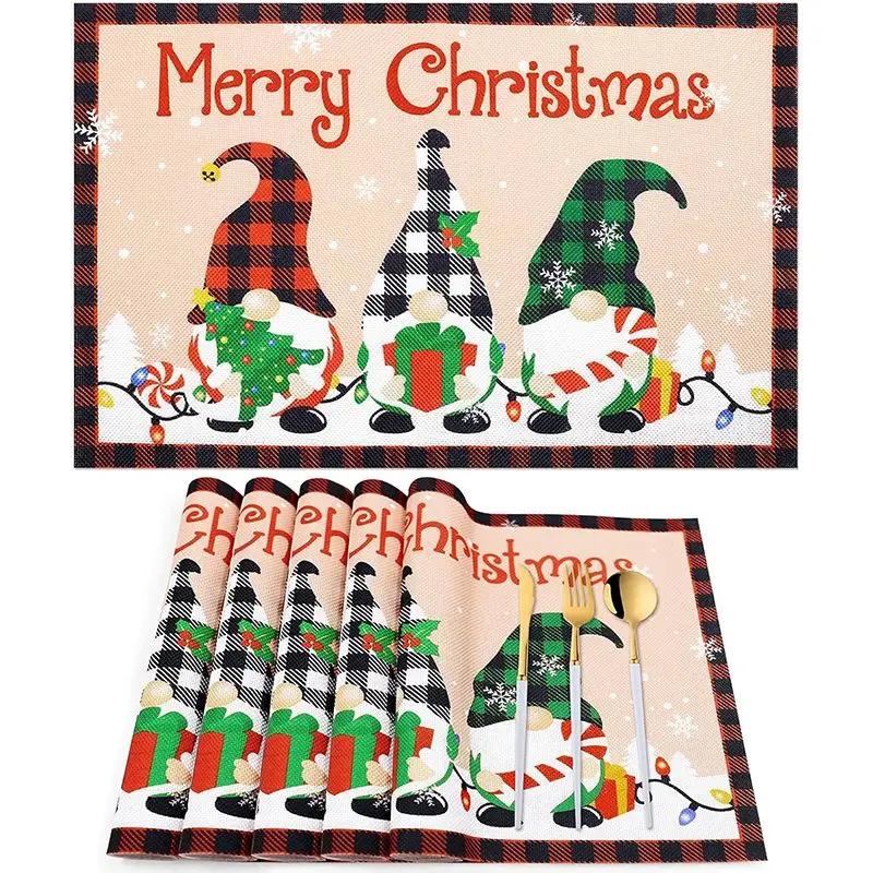 1PC Thanksgiving Placemats for Dining Table Fall Gnomes Table Decorations Harvest Give Thanks Maple Printed Dining Mat