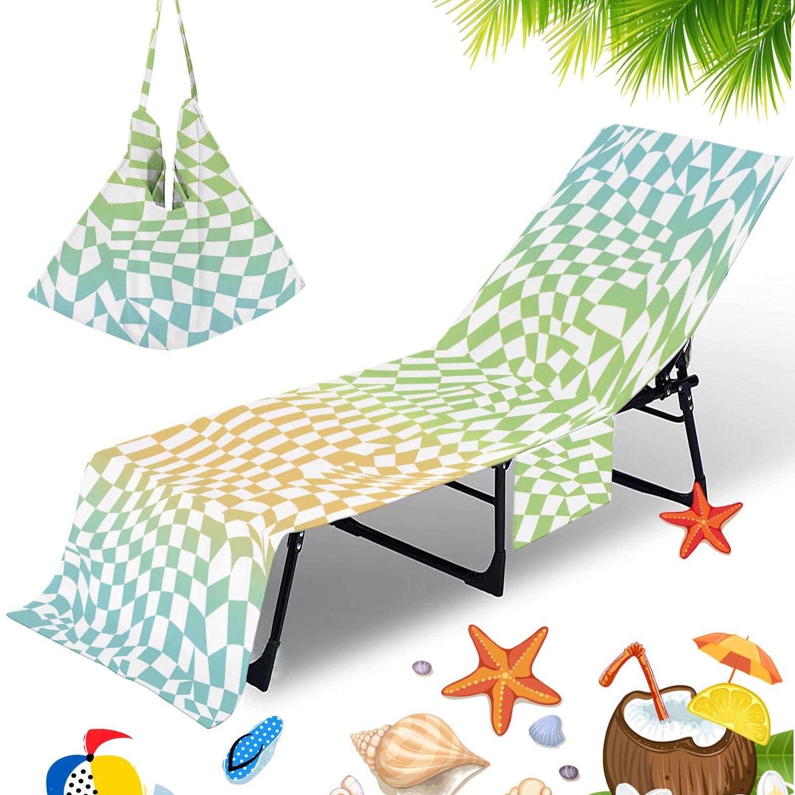

Portable Beach Chair Cover Quick Drying Beach Towel with Side Storage Bag Swimming Pool Lounge Chair Cover Outdoor Towel