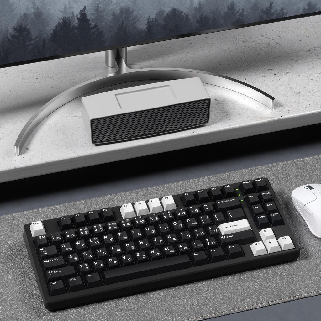 XVX "Minimalist Black" Keyboard Keycaps: Japanese, Korean, and Russian Engraved Opaque Black/White PBT.