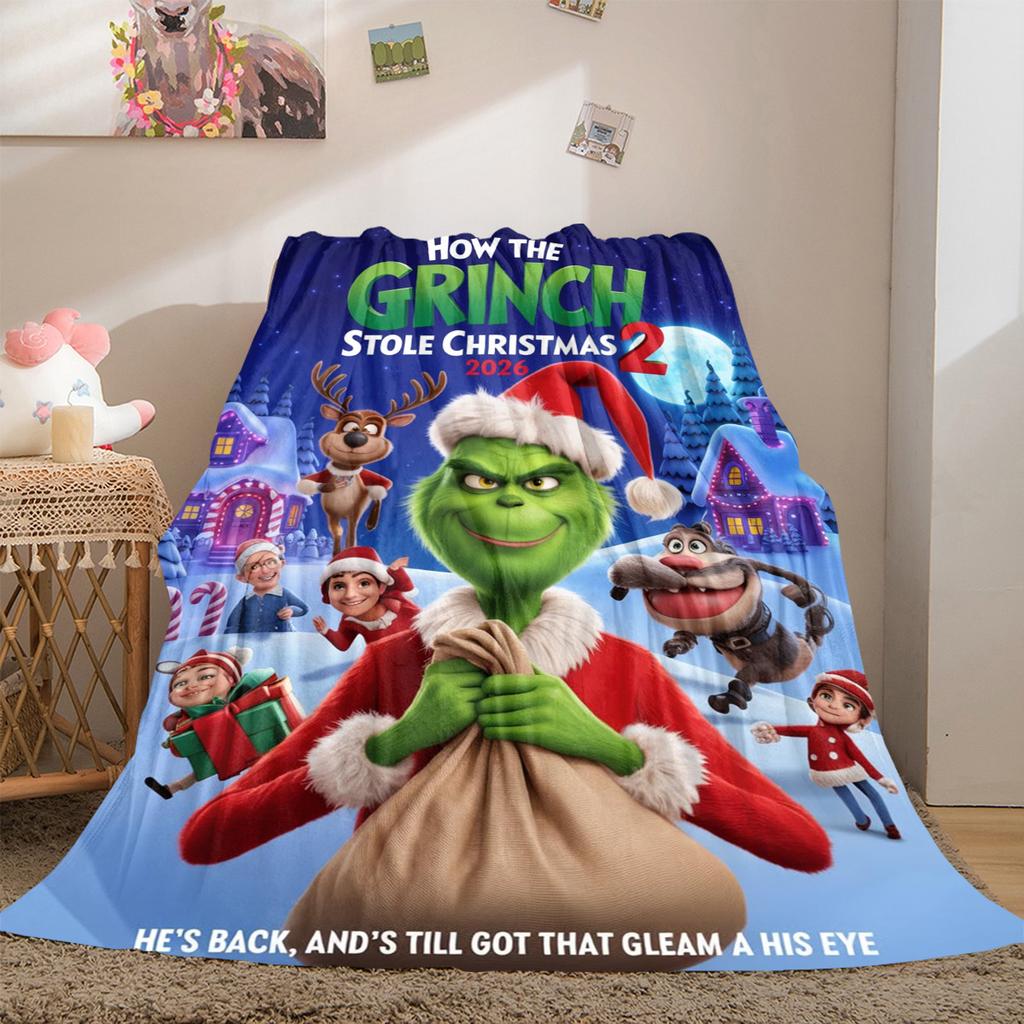 Christmas Gift Comedy Movie How the Grinch Stole Christmas blanket home warming, four season bed decoration sofa cover flannel throwing blanket K10