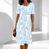 Women's Fashion Graceful Beautiful  Colorful Flowers  Grass Colorful Flowers and Small Grass Print Summer Spring Short Sleeve O-Neck Casual Dresses