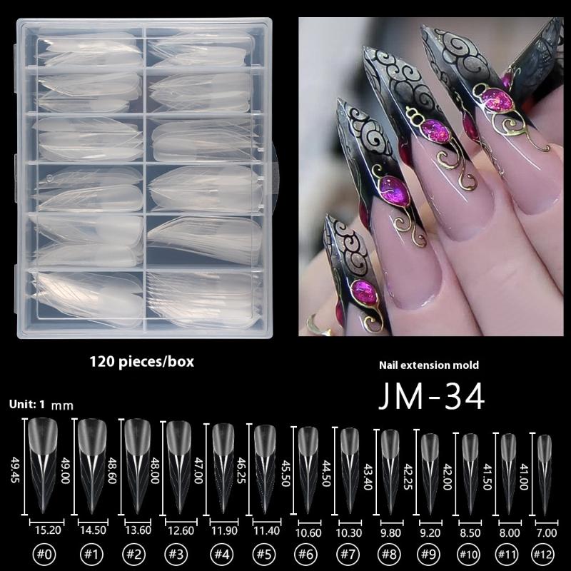 Transparent UV Gel Polish Extension False Nails Art Tips Full Cover Fake Finger Press On Sculpted Manicures Tool for Salon