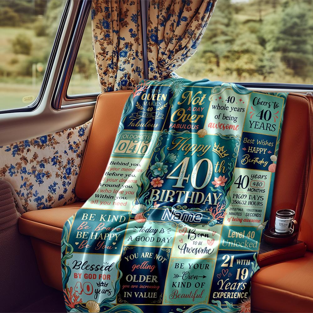 Happy 40Th Birthday Blanket Durable Comfort For Sofa Couch Office Bed Picnics Ideal For All Seasons Stylish Decor Perfect Gift For Relatives And