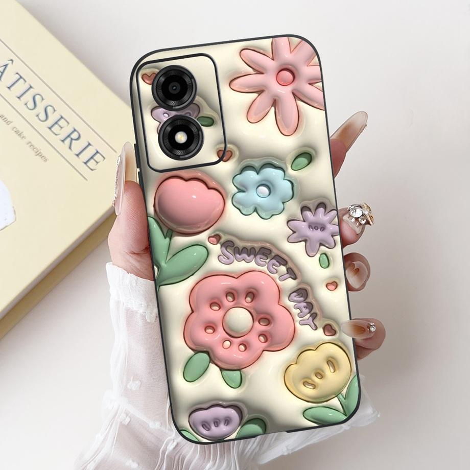 For Motorola Moto E13 4G Phone Case Moto E14 5G Back Cover Soft Matte Silicone Slim Fundas Lovely Panda Rabbit Flower Cartoon