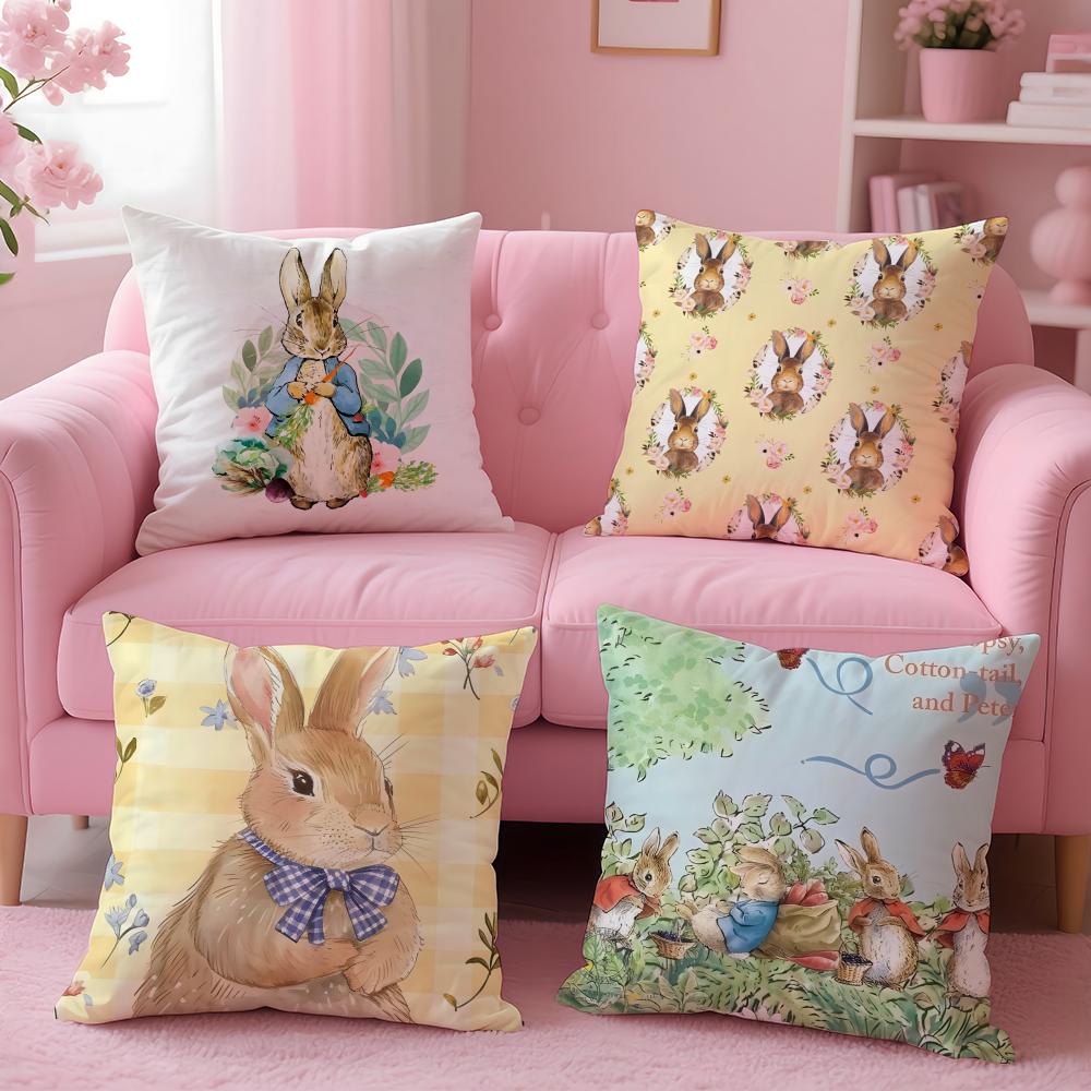P-Peter Rabbit printing Cushion Cover 2-in-1 Reversible Plush Pillow Cover | Car/Sofa/Bed | Perfect Gift