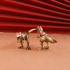 33g Jurassic Tyrannosaurus Dinosaur Solid Brass Small Ornament Animal Statue Simulated Tyrannosaurus Rex Figurines Handcrafts