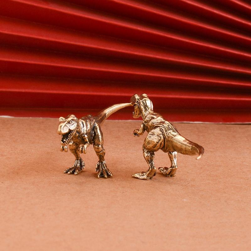 33g Jurassic Tyrannosaurus Dinosaur Solid Brass Small Ornament Animal Statue Simulated Tyrannosaurus Rex Figurines Handcrafts
