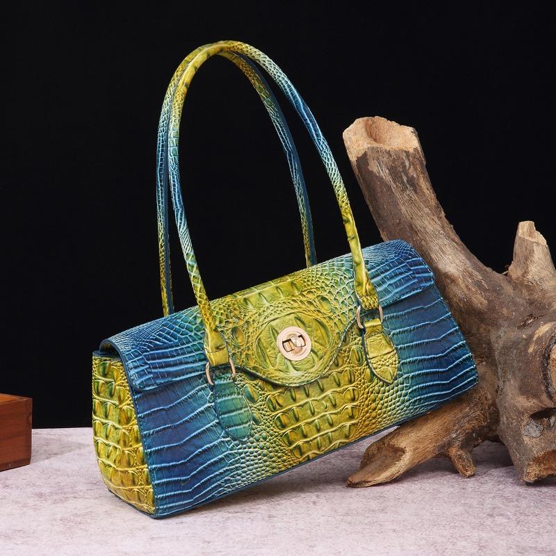 Handbag Shoulder Bag Vintage Tote Bag Underarm Bag Baguette Bag Alligator Print Bag for Women