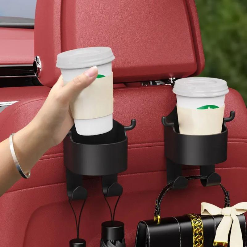 Universal Car Seat Headrest Hook Hanger with Cup Holder Handbag Storage Organizer Vehicle Accessory