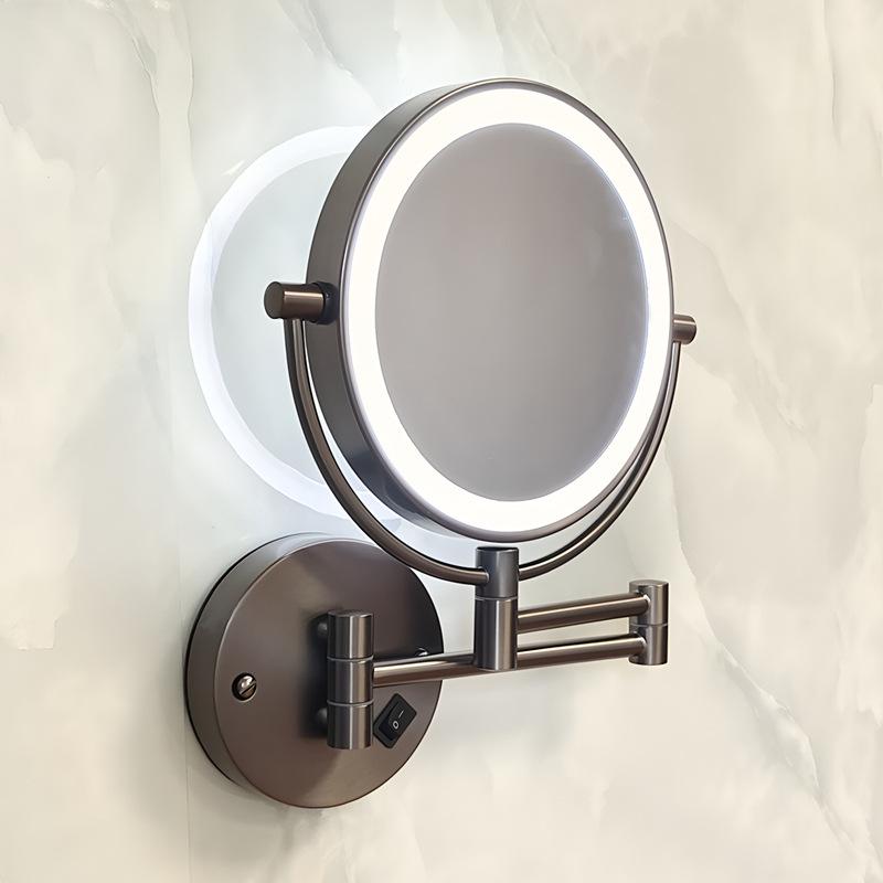 

Настенное светодиодное двустороннее зеркало для макияжа для ванной комнаты с подсветкой и функцией увеличения Flat + 10x magnification