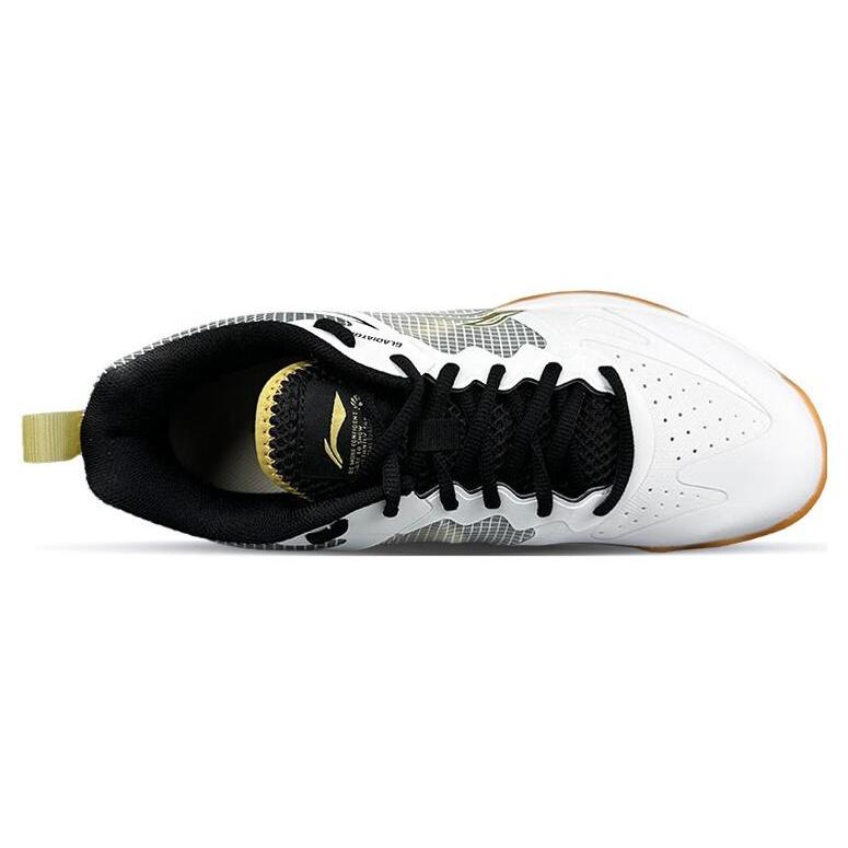 New LiNing Gladiator Slip Resistant Abrasion Resistant Low Top Badminton Shoes Unisex White Black AYZT011-3