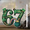  Lucky 67 Number Pendant - St. Day Acrylic Hanging Decor with Rainbow & Pot of Golden, Lucky for Irish, Spring Festival Gift Suitable For, Cafe, Bar