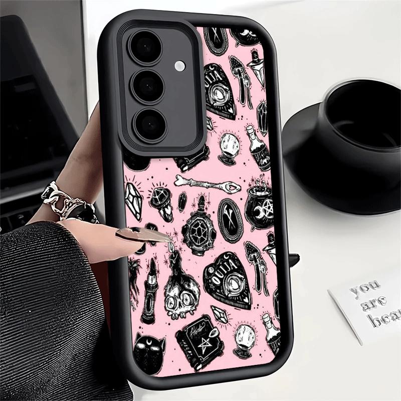 Handyhülle für Samsung Galaxy S26 S25 Ultra S24 FE Rosa Stil Totenkopf Hexe Schale S23 Plus S22 + S21 S20 5G Weiches Silikon Funda