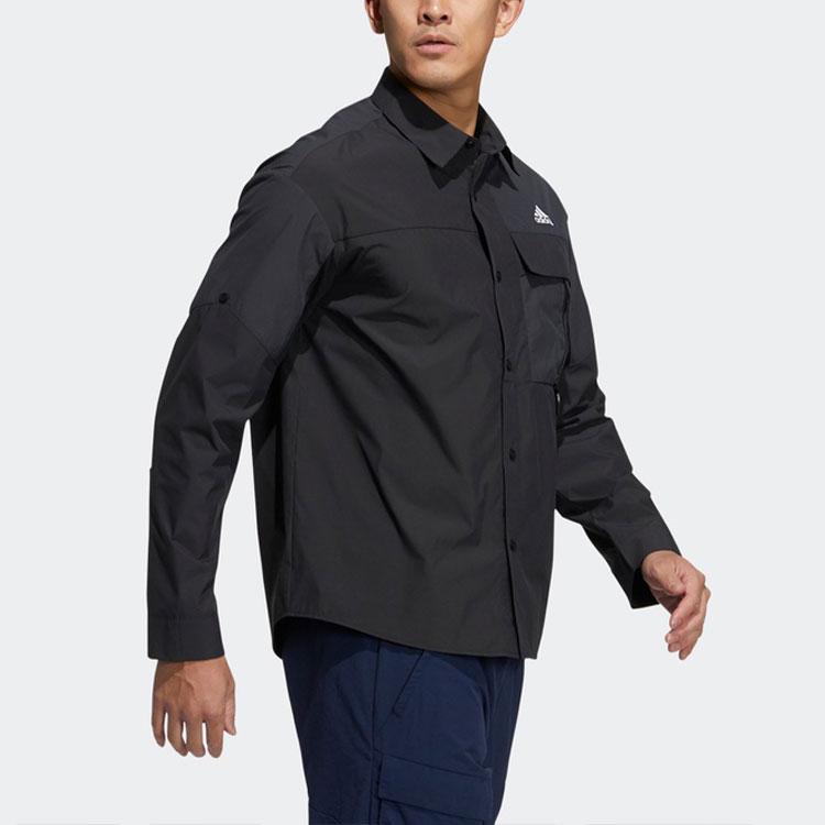 adidas Casual Sports Solid Color Breathable Long Sleeve Shirt Men Tops Black H13776