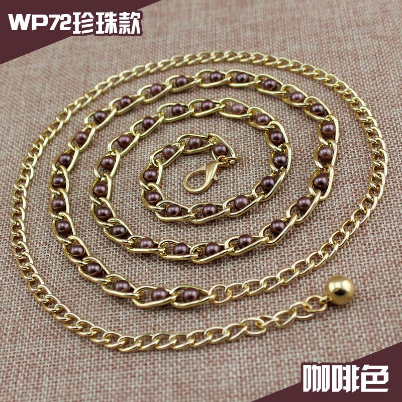 Women'S Spring And Summer Dress Decorative Pearl Belt Metal Hook Thin Waist Chain Multi-Color Optional