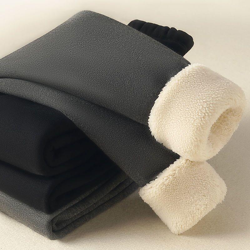 Dívčí teplé legíny s podšívkou ze sametu: Zesílené zimní jednodílné kalhoty z jehněčí vlny