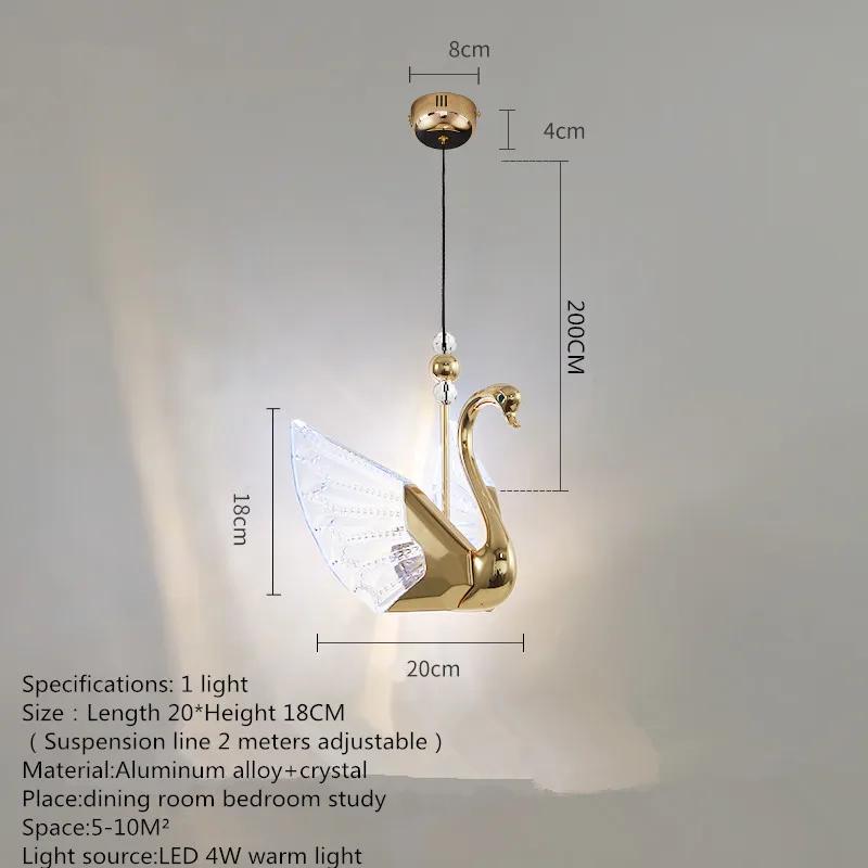 Nordic Creative Acrylic Swan LED Hanging Chandelier Study Bedroom Living Room Restaurant Pendant Lamps Bar Indoor Lighting Decor