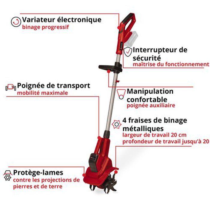 Einhell motobineuse sans fil ge-cr 18/20 li e-solo pxc (18v) livré sans batterie et sans chargeur