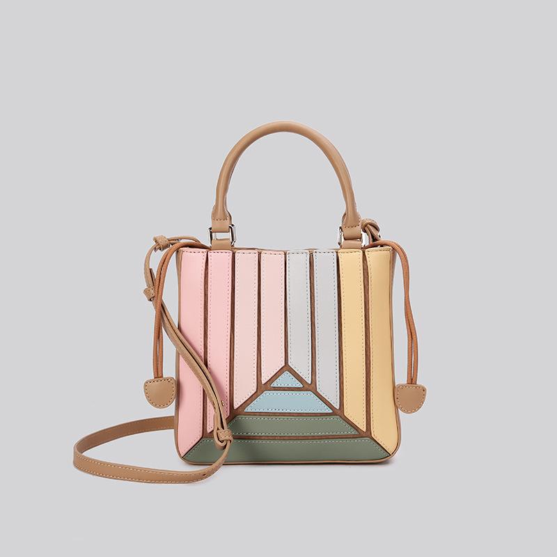 Rainbow Color Single Shoulder Crossbody Small Square Bag for Women, New Turkish Designer Stylish Pleated Fashion Single Shoulder Handbag