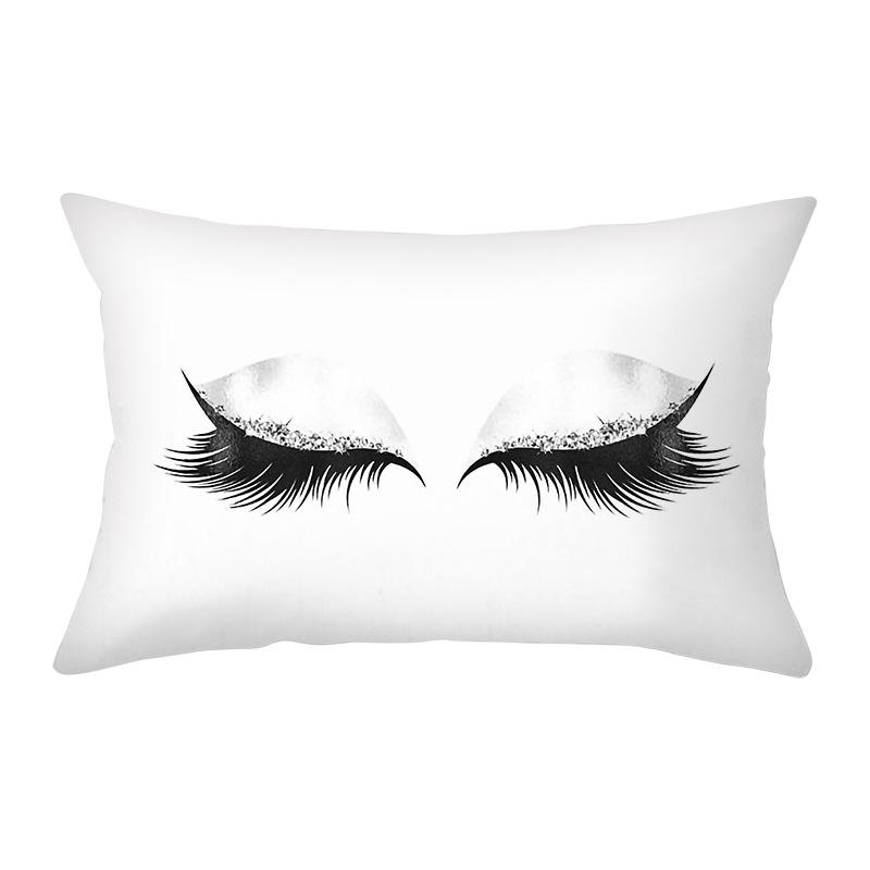 Peach Skin Waist Pillowcase Eyelash Print Cushion Cover Sofa Office Cushion Cover