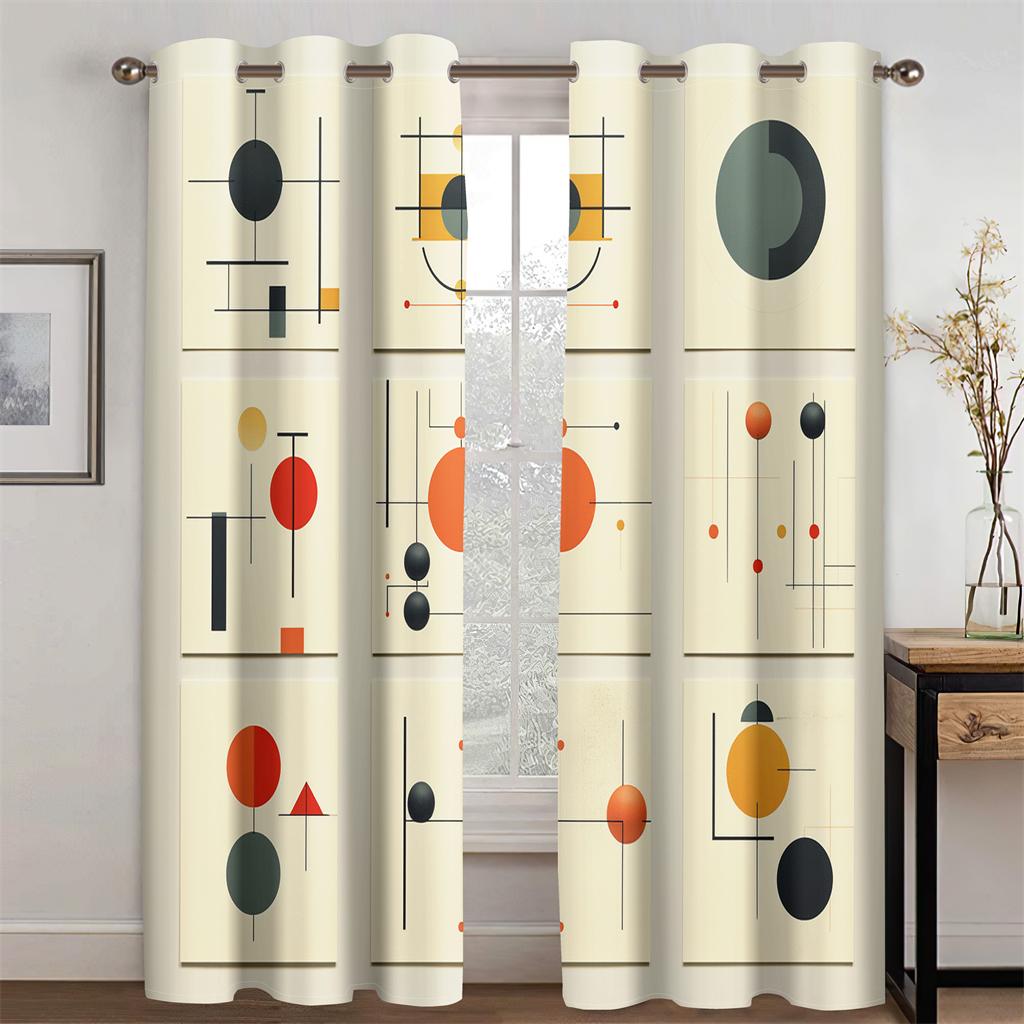 Modern Minimalistischer Stil Geometrisches Farblinienmuster Vorhänge Kinderzimmer Wohnzimmer Schlafzimmer Küche Balkondekor 2 Paneele