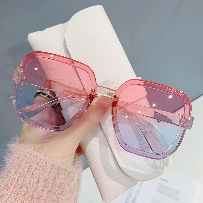 Trend Persönlichkeit Farbverlauf Marine Sonnenbrille mit großem Rahmen Sonnenschutzbrille Randlose Freizeit-Sonnenbrille