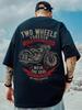 Summer High Quality 100% Cotton English Letter Motorcycle Print Top Breathable Sports Gym Men's Fashion Round Neck T-shirt