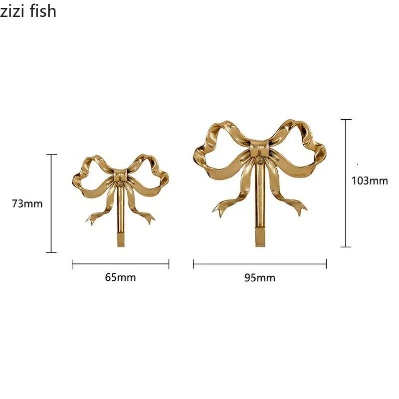American Brass Bow Hooks Living Room Wall Hangings Gold Metal Bathroom Coat Hooks Background Wall Pendant Gifts Home Decoration