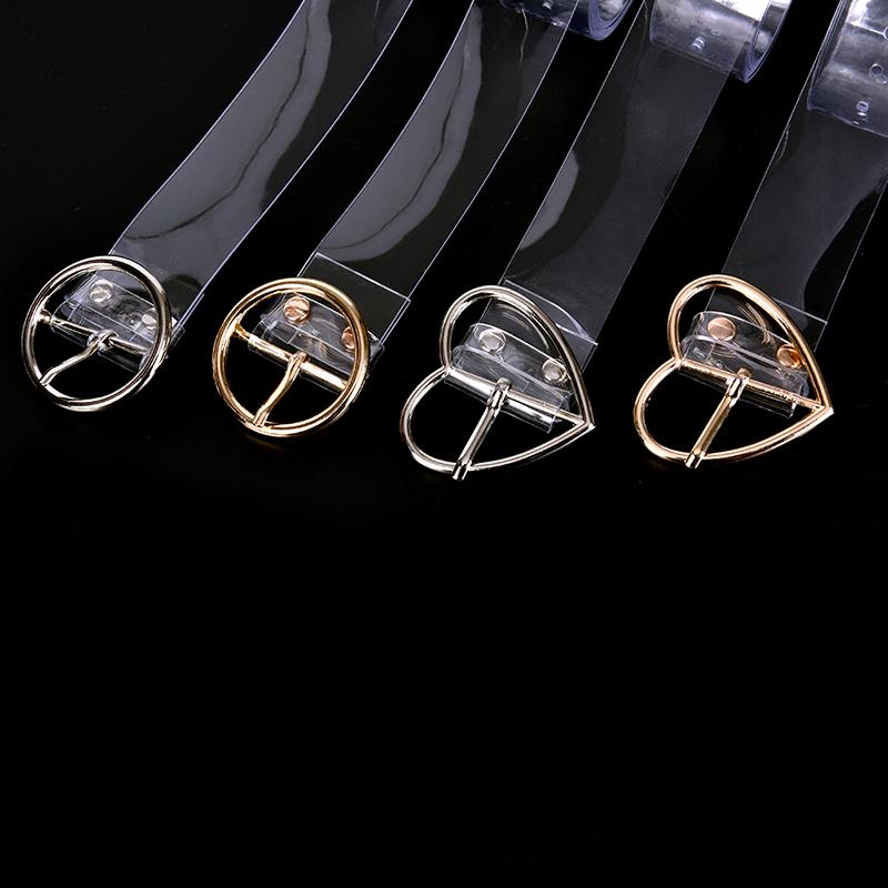 Women Long Transparent Belt Heart Pin Buckle Waist Female Belt Waistband Gift