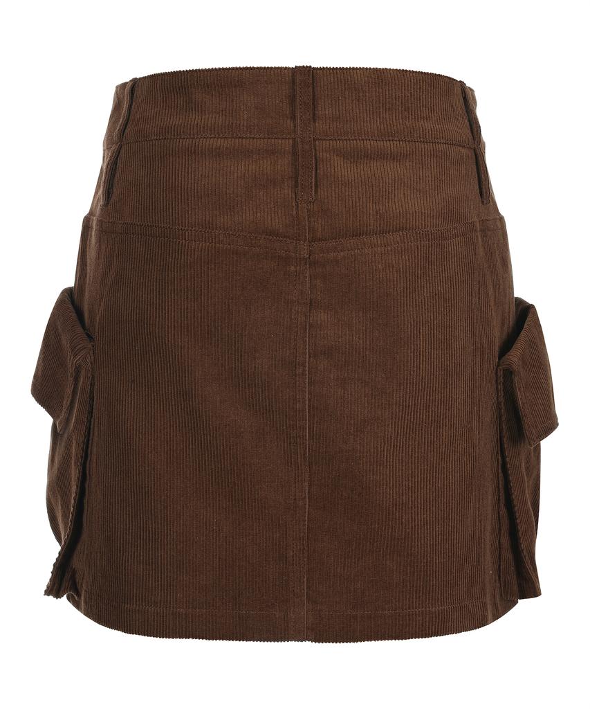 Lara Fox Corduroy Cargo Mini Skirt Brown Bq4Ws004