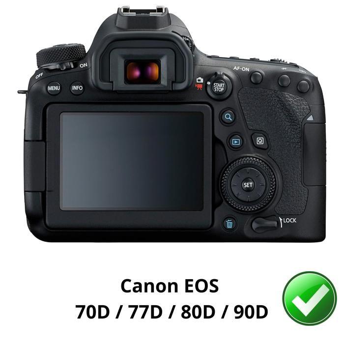 Protection écran - Phonillico - Pack 2 - Compatible Canon EOS 70D-77D-80D-90D - Résistant - Ultra mince