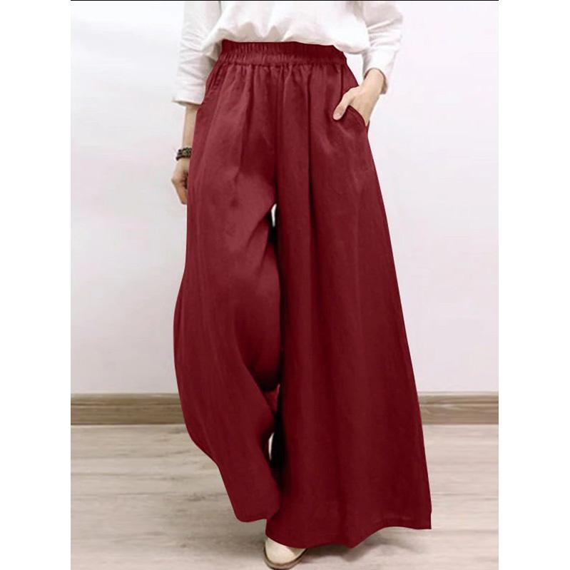 Damen Baumwolle Weite Hosen Lässig Lockerer Schnitt Hosen l Taille Polyester Mischung Sommer Mode Mittleren Alters Frauen