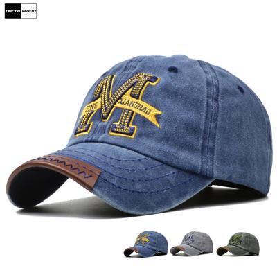 Northwood Letter M Embroidered Baseball Caps for Men Women Duck Tongue Hat Outdoor Sunshade Hat Washed Old Baseball Hat