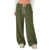 Women's Fleece Wide Leg  Elastic Waist Drawstring Loose Pants Drawstring Pajama Pants Sleepwear Trousers