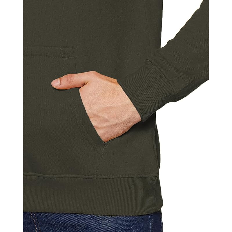 ADRO Men s Cotton Neck Hooded Sweatshirt (H21-M-BYO-OL_Olive_M) M зелёный