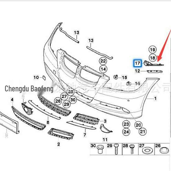 Front Bumper Mounting Brackets for BMW 3 Series E90 (Left & Right), Part #51117058447 / 51117058448