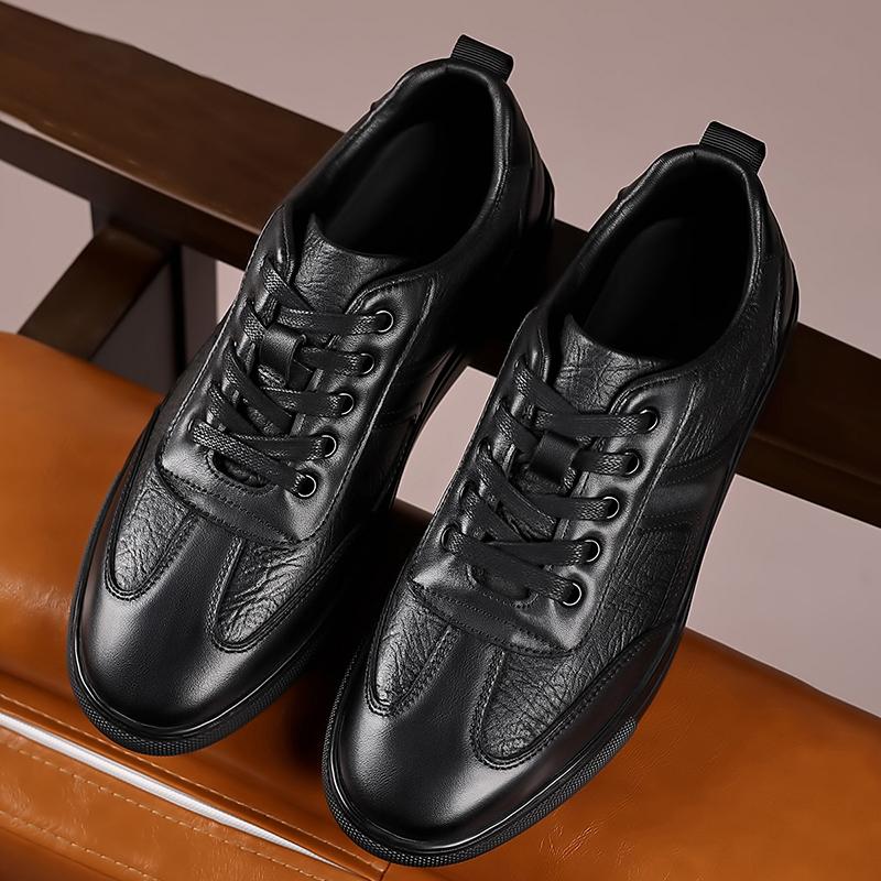 Fashion Versatile Men's Genuine Leather Shoes Black Walking Shoes Formal Business Shoe Comfortable All Day Wear Tenis Masculino Sneakers