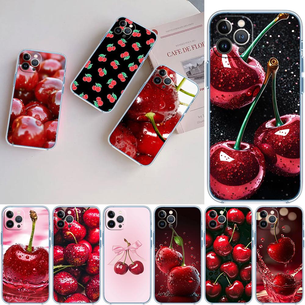 LO24 Cherry fruit Transparent Phone Case for Motorola Moto G40 G04 G05 One Ace Action Fusion + Plus Hyper Macro Vision Zoom