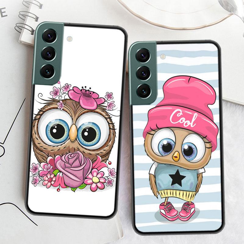 Cute Owl Hearts Lover Christmas Phone For Samsung Galaxy S24 S22 Ultra S21 Plus S20 S23 FE Case S10 S10E S9 S8 S7 Edge Cover Sil
