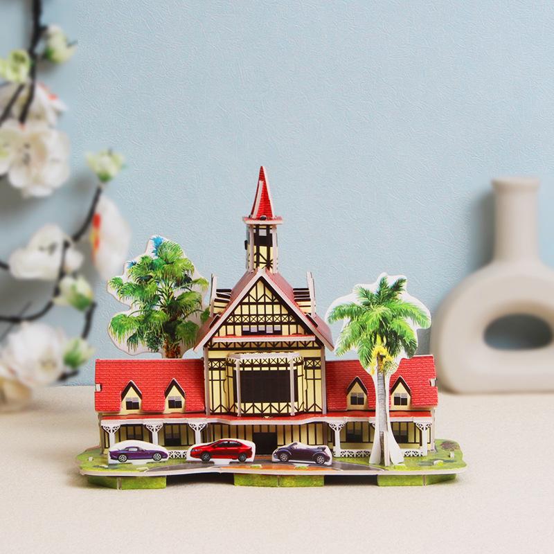 3D Paper House Stereo Puzzle DIY Handmade Early Educational Toy Gift For 6 Years Old Kindergarten Kids WL-1690-9