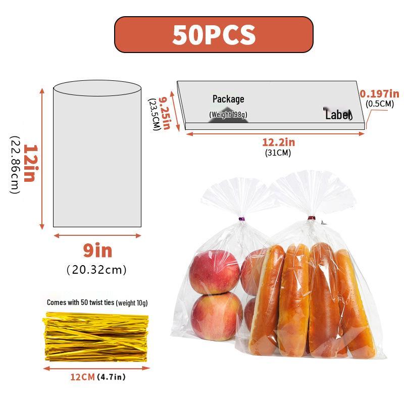 Clear Drawstring Packaging Bag for Cookies, Bread, Candy, and Baked Goods