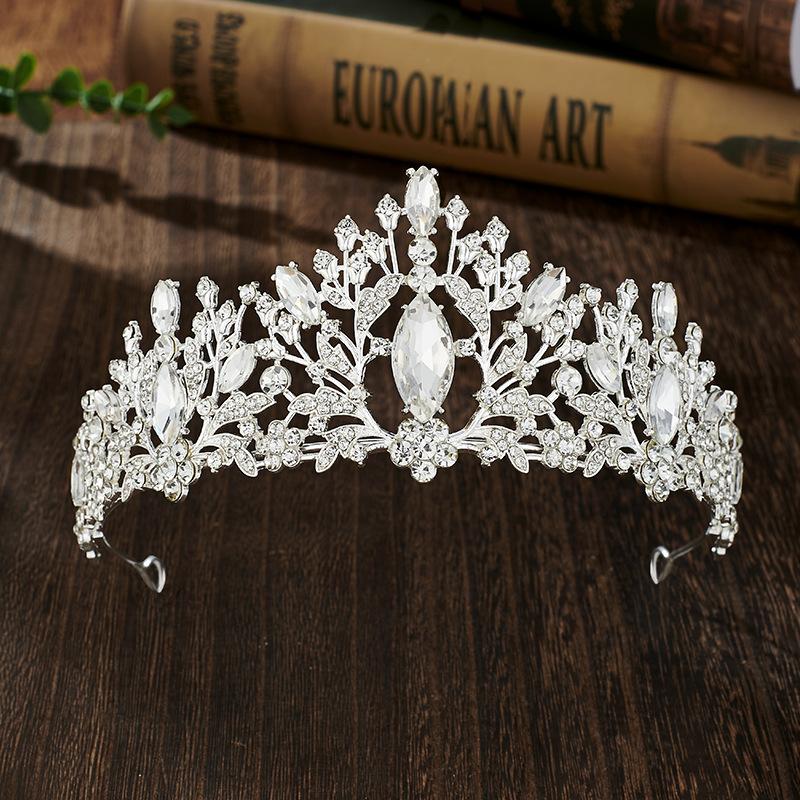 Colorful Rhinestone Bride's Crown Retro Style  Golden Wedding Design  Alloy Crown Headwear  Dress Accessories