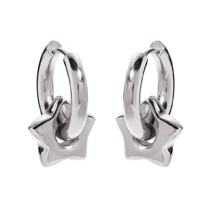 Съемный кулон-сердце со звездой Серьга-кольцо в стиле хип-хоп Маленькая серьга Модные украшения