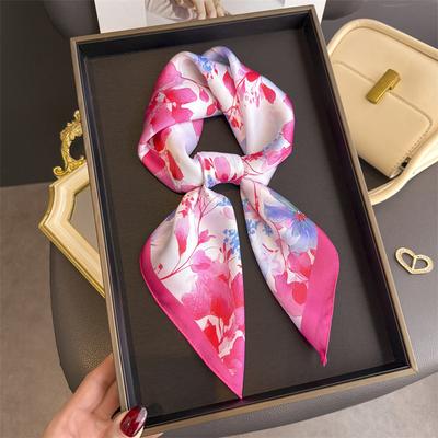 Nueva Moda Lujo 70cm Cuadrado Mujer Bufanda de Seda Estampado Floral Bufandas de Diseñador Chal Bandana Hiyab Pañuelo de Cuello Foulard